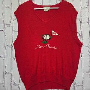 Vintage Lazarus Sweater Vest Red Ohio State Brutus Buckeye NCAA Football Mens 46